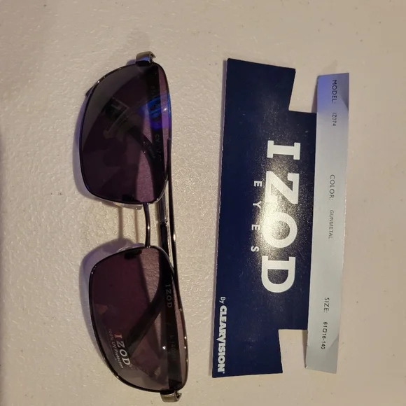 Men's IZOD aviator sunglasses TOP GUN brown size 61 BRAND NEW in GUNMETAL - Picture 3 of 4